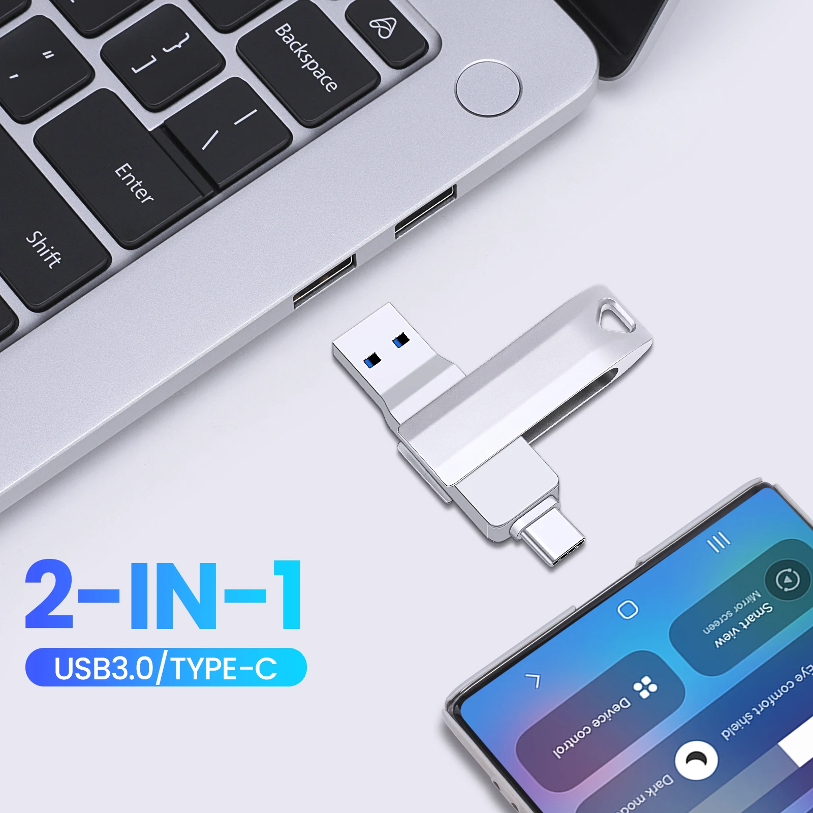 Type-C two in one Mini Metal Waterproof Usb Flash Drive Photo Stick Type-c 64GB 128GB 256GB Cle Usb 3.0 Pen Drive
