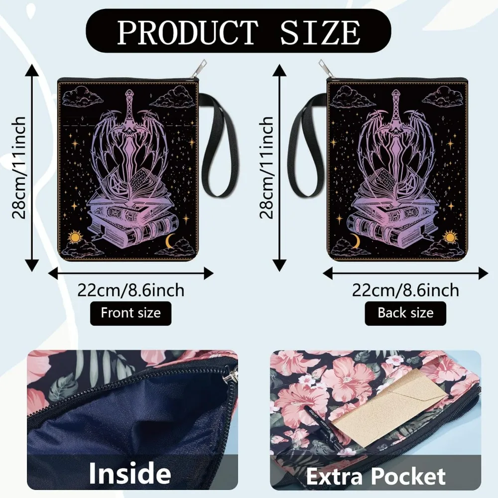 Sword Book Covers Stars Book Protector Gothic Book Sleeve for Paperbacks Washable Fabric Cloth Book Cover with Zipper and Extra