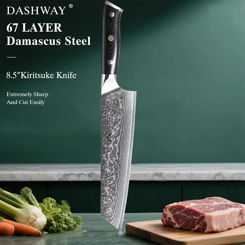 

DASHWAY 8,5 "Японский стиль Кирицуке шеф-повар нож дамасская сталь слайсер мясо универсальный тесак профессиональные кухонные ножи Бэнка
