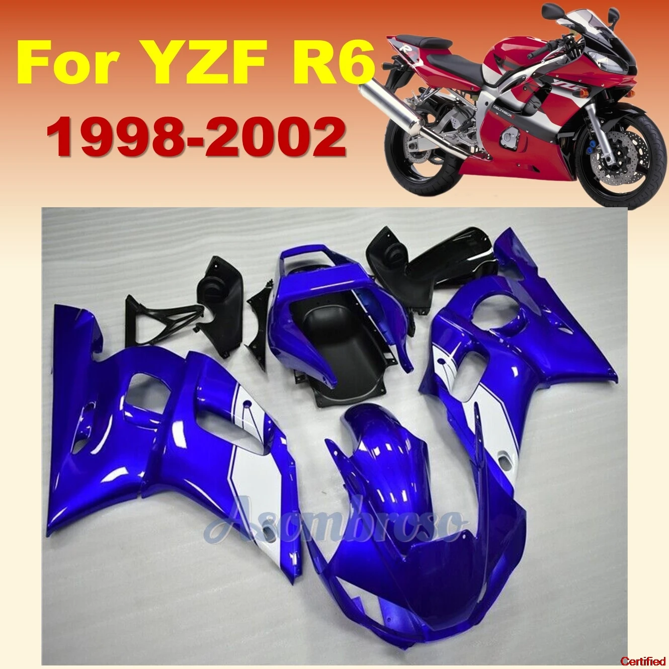 Full Fairings Kit for Yamaha YZFR1 1998 1999 2000 2001 2002 YZF-R1 98-02  Blue White Motorcycle Change Fairing