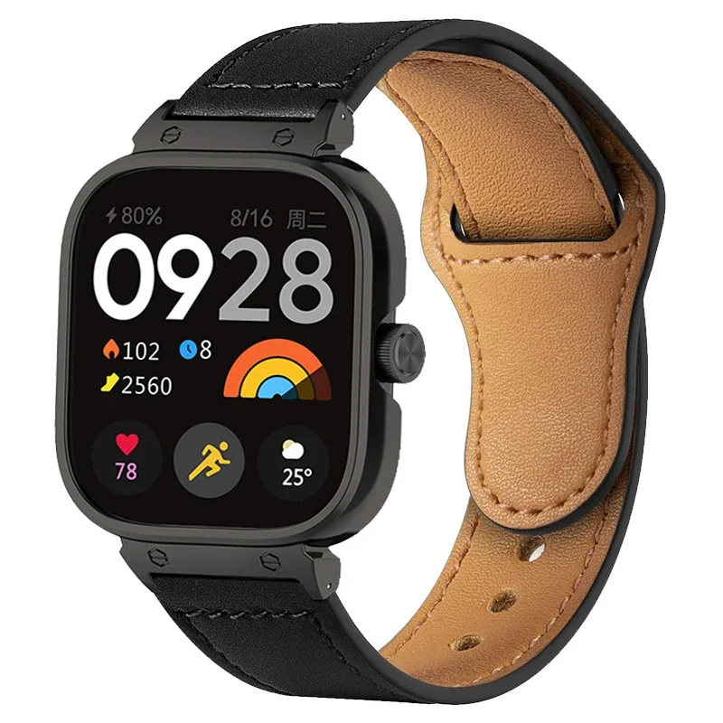 Leather Watchband for Redmi Watch 4 Strap Protector Case for redmi watch 4 Bracelet for redmiwatch 4 Belt Metal Protective Shell