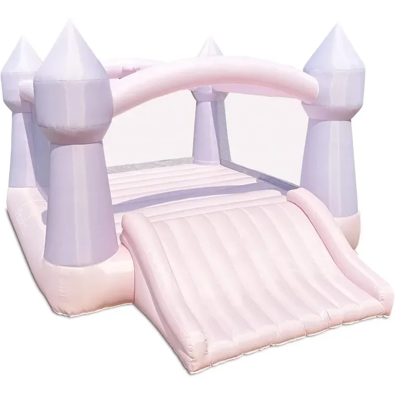 

Cotton Candy Bounce House,Basketball Hoop,UL Blower included, Trendy Pastel Color,Fun Slide & Bounce Area, Castle Theme for Kids