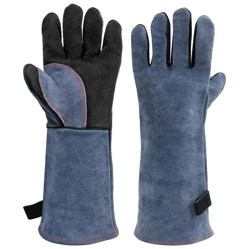 

40CM Leather Long Sleeves Garden Gloves Pruning Thorn Cut Proof Work Gloves Cowhide Thickened Welding Labor Mechanic Gloves