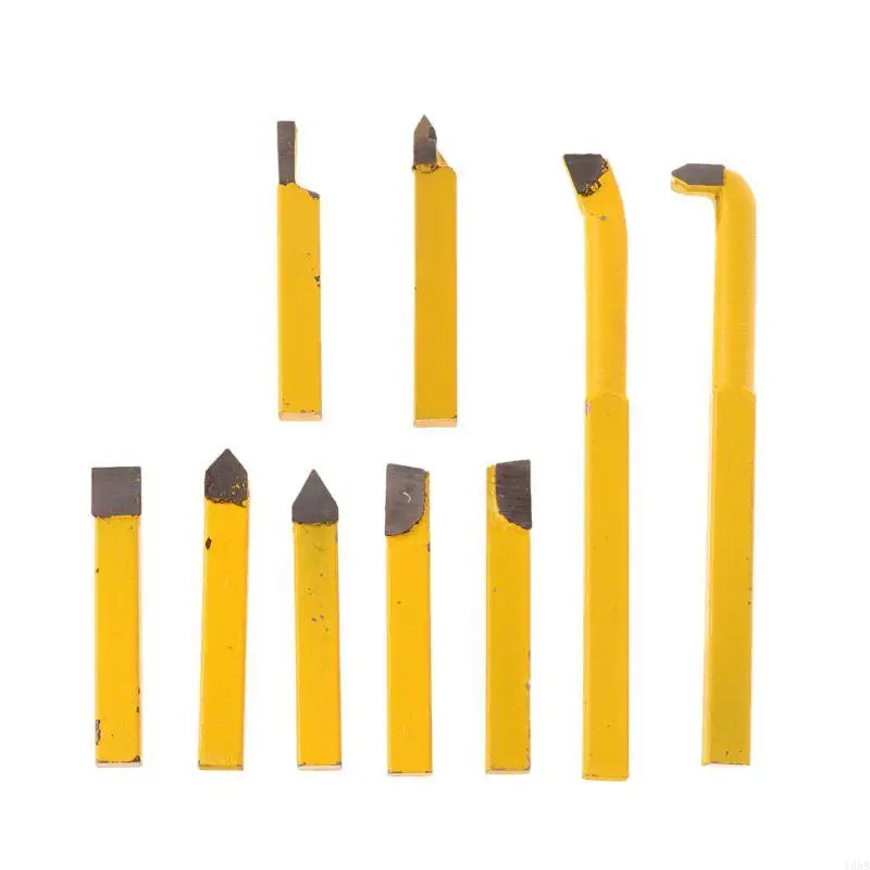 

Y3NB 9Pcs 8x8mm Tipped Lathe Metal Cutter Bit Cutting Tool Set Turning Boring