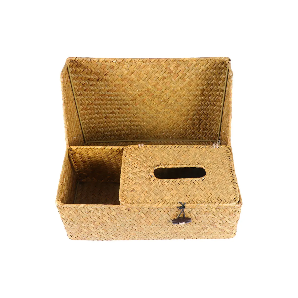

Hand Woven Seaweed Tissue Box Natural Rectangular Napkin Holder with Lid for Bathroom Office Car Use Eco Friendly Paper