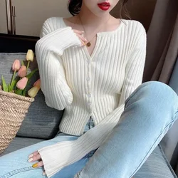 Woman Sweaters Pullover  Women's V-neck Cardigan Summer Knitted Taro Purple Top Femme Chandails