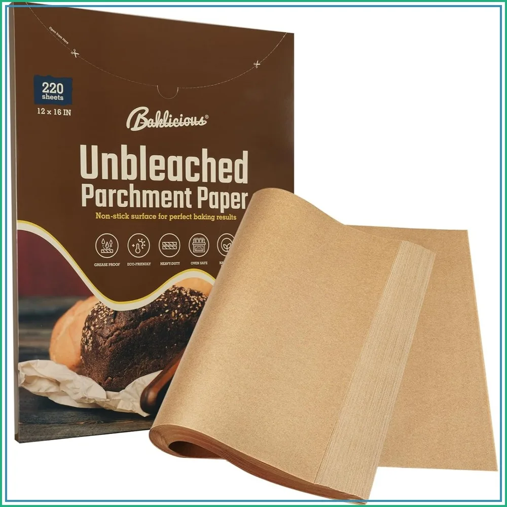 220 Pcs Pre-cut Unbleached Parchment Baking Sheets, Heavy Duty 12x16 in, Non-Stick for Air Fryer, Oven, Cookies