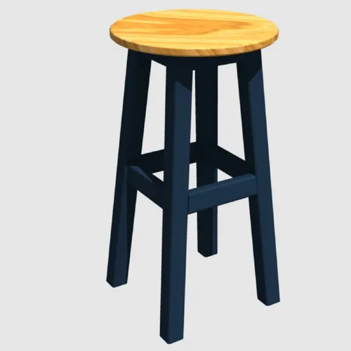 Arbre Stool 55 Cm Steel Blue Skeleton Wood