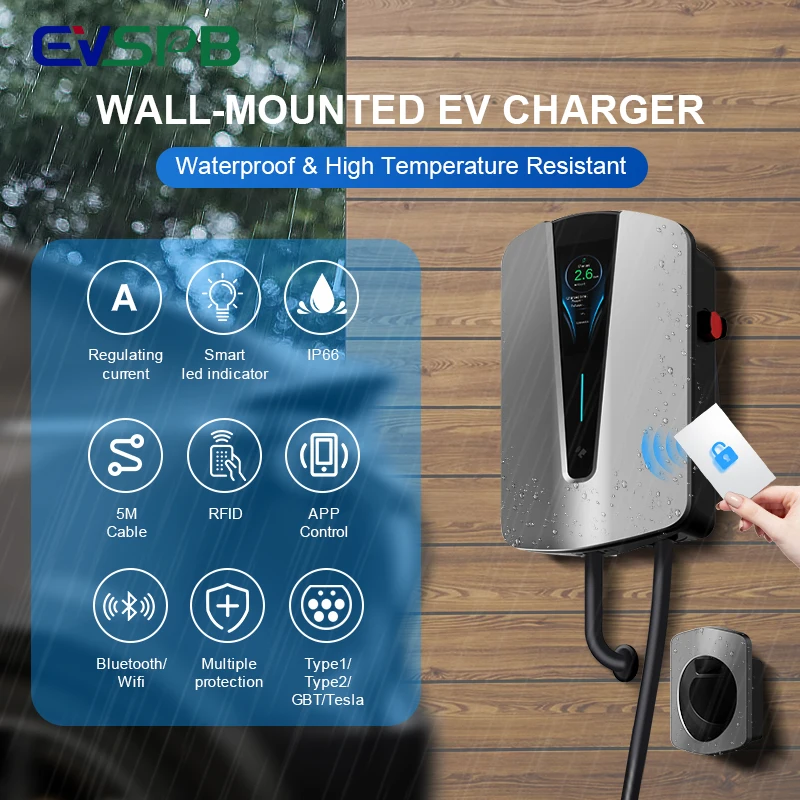 New Energy Vehicle Wall-mounted Charging Stations 11Kw 7Kw 22Kw 32A Fast Level 2 Ev Charger App Control Parts Accessories view 4