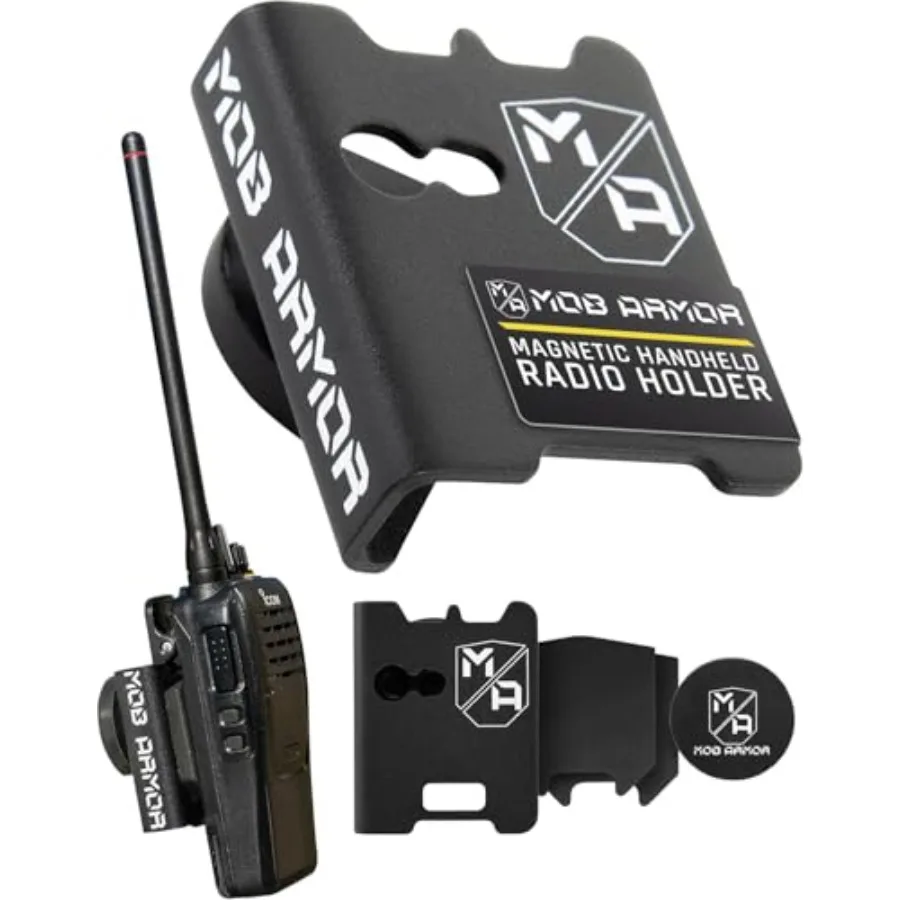 

Rad Mount - Magnetic Car Mount Kit for CB VHF GMRS Other Handheld Radios with Hand Mic Holder Base Walkie Talkie Holder Mountin