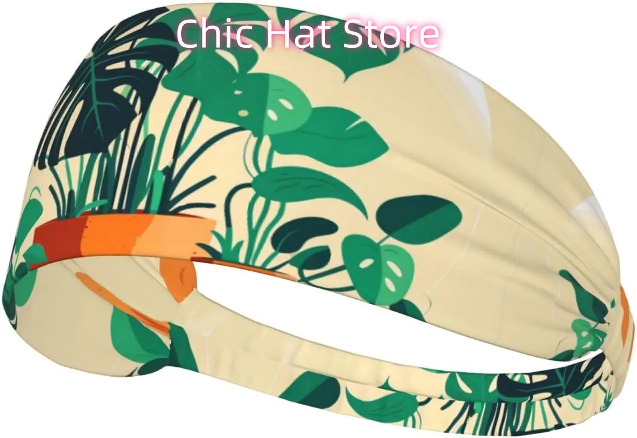 

Elastic Exercise Headband, Outdoor Sports Elastic Headband, Fitness, Yoga, Running, Cycling Cartoon Turtle Back Bamboo Pattern