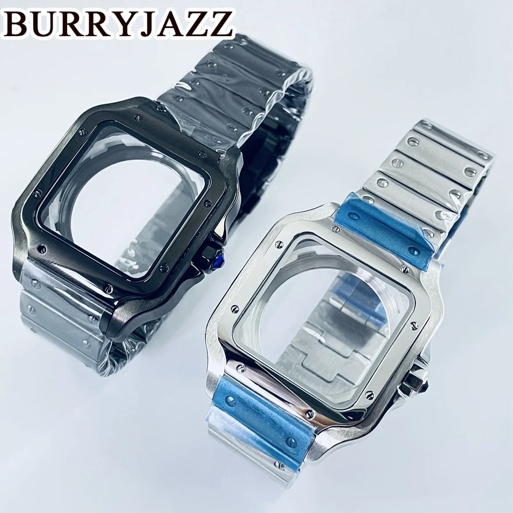 BURRYJAZZ حافظة ساعة مربعة 38 مللي متر لحركات NH35 NH36 مجموعة حافظة أوتوماتيكية 316L ساعة فولاذية إصلاح وتعديل أجزاء ساعة