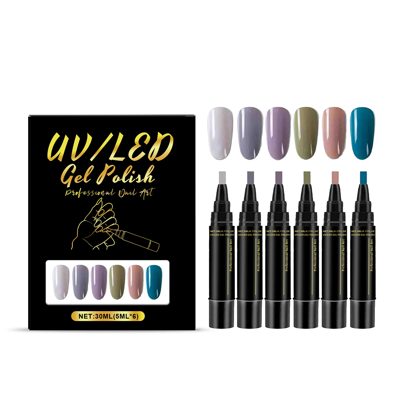 6 Kleuren DIY Nagellakstiften Hoge Pigmentatie Snel Droogend Vrij Ontwerpen & Versieren van Nagels Veilig Zachte Waterdichte Nagellak Olie Stiften Set