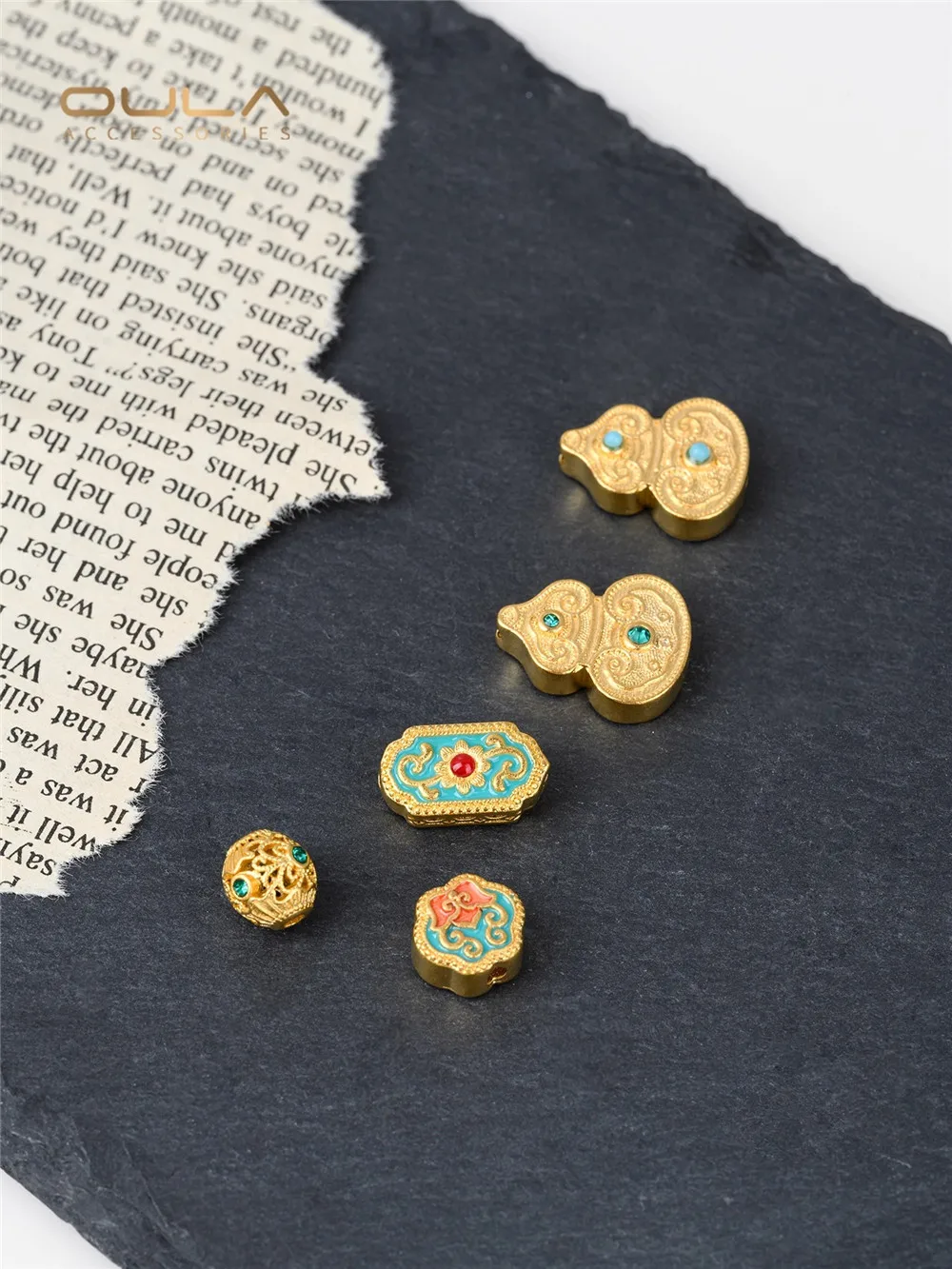 

1PCS Diy Bracelet, Necklace and Accessory Materials of Vietnamese Sand Gold Ruyi Gourd Beads and Fu Lu Tong Beads