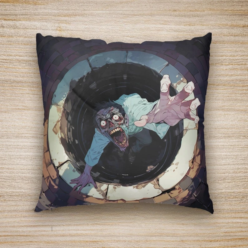 Zombie Tufted Anime Floor Pillow Seating Cushion Seating   Indie Grunge Pop Art College Dorm Room Decor  Anime Merch pillowcase