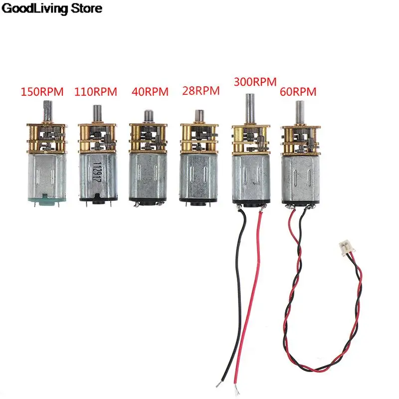 Micro motor n20 de engrenagem, engrenagem com velocidade lenta, redutor de caixa de engrenagens, motor elétrico 40/60/28/150/300/110 rpm, 1 peça