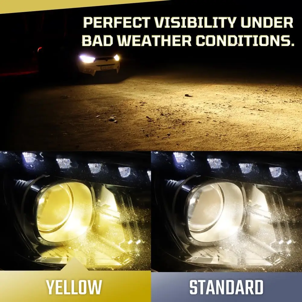 لمبة المصباح الهالوجين H3، 3000K 55W لمبة ضوء الضباب/القيادة باللون الأصفر الساطع (عبوة من قطعتين) #2