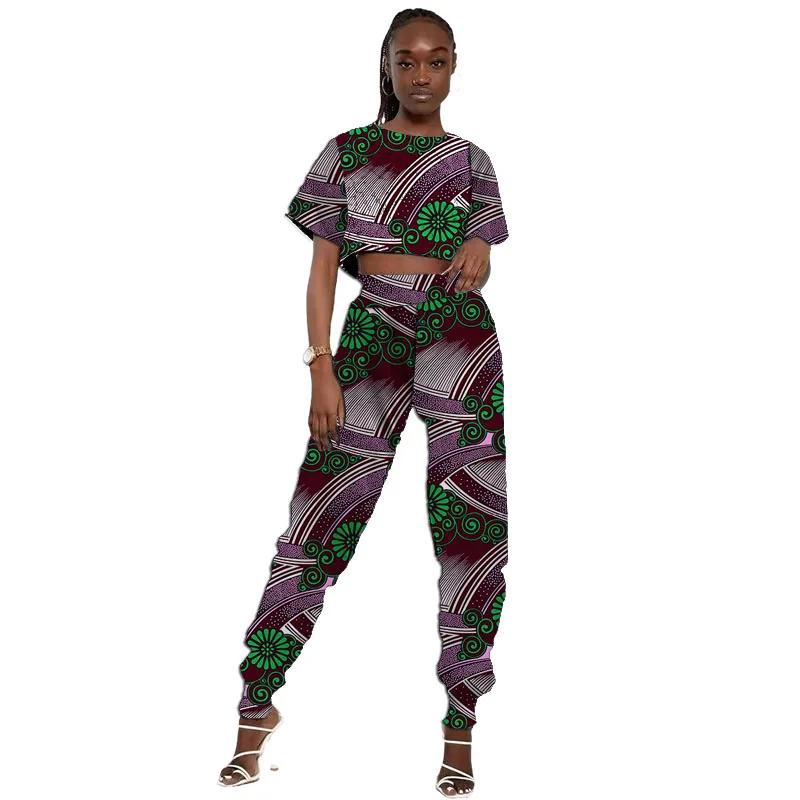 

Оригинальный дизайн, женские наряды в стиле Анкара в африканском стиле, мини-топы, смешанные зауженные брюки, женские костюмы для бега с принтом, на заказ