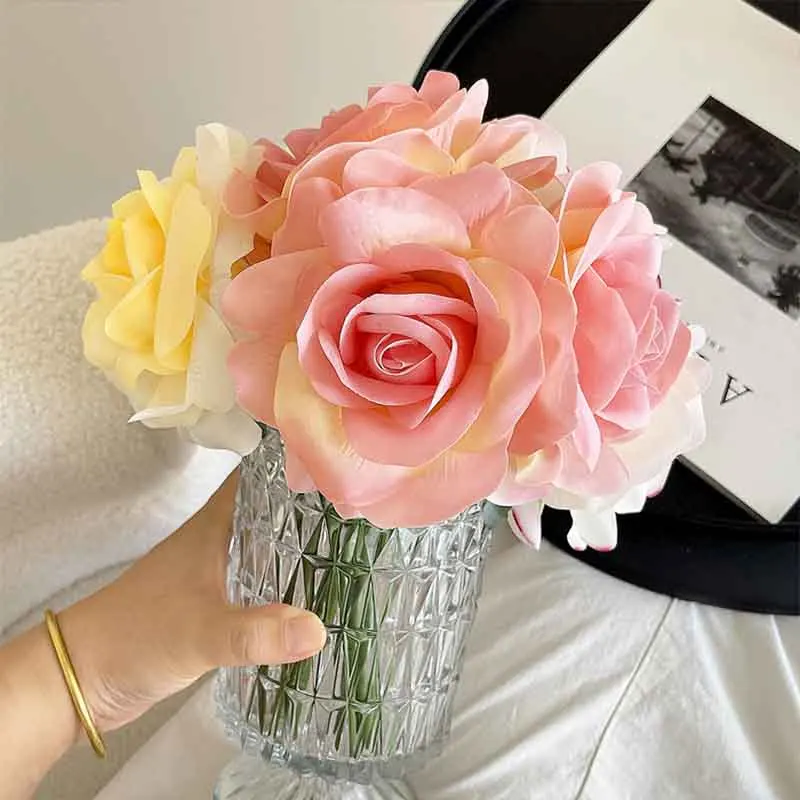 

Take Photos Autumn Style Wet Simulation Flowers Rose Fake Flowers Living Room Vacation Style Flower Bouquets Home Decoration