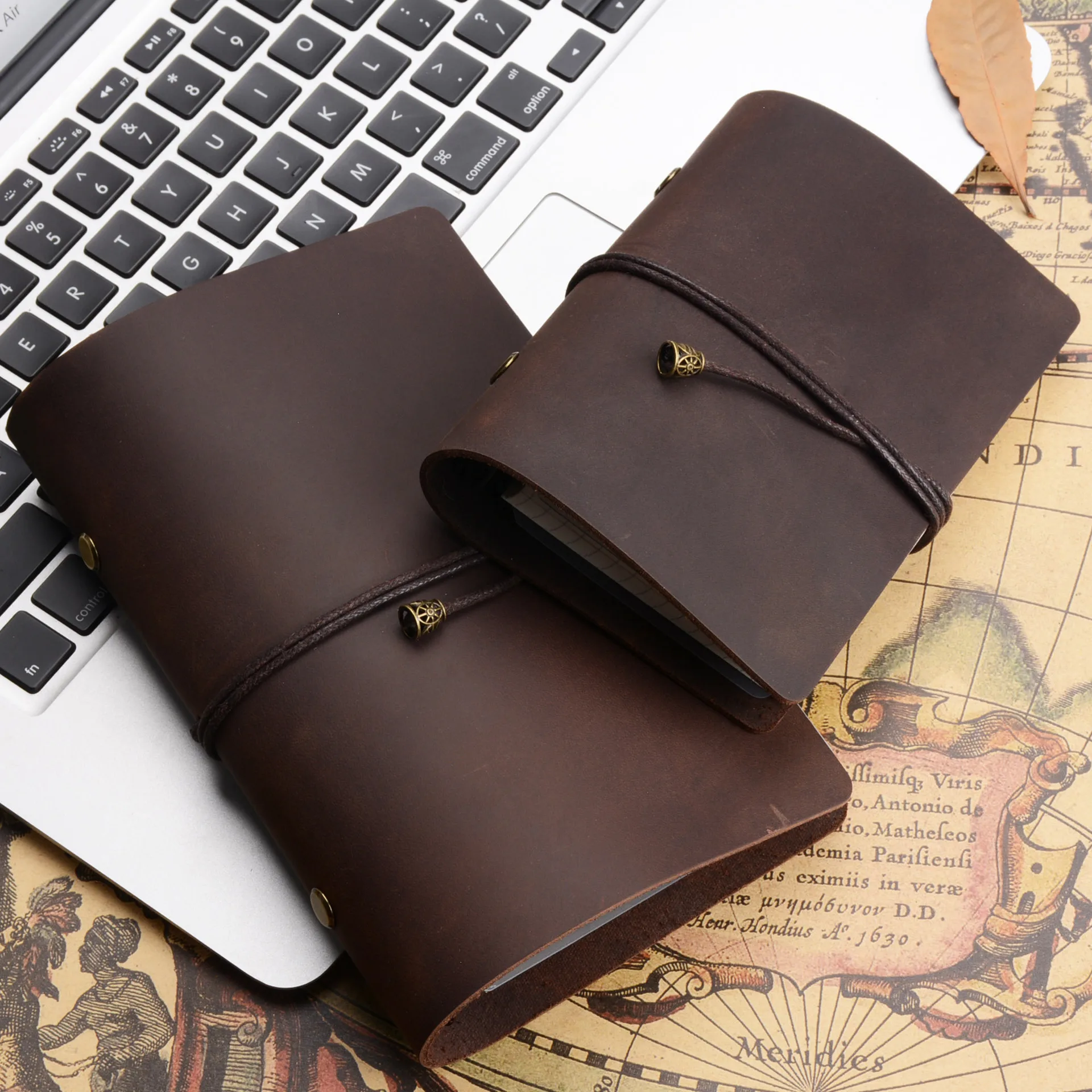 Vintage Genuine Leather Spiral Notebook  A5 A6/A7 Personal Cowhide Loose-leaf Handmade Diary Journal