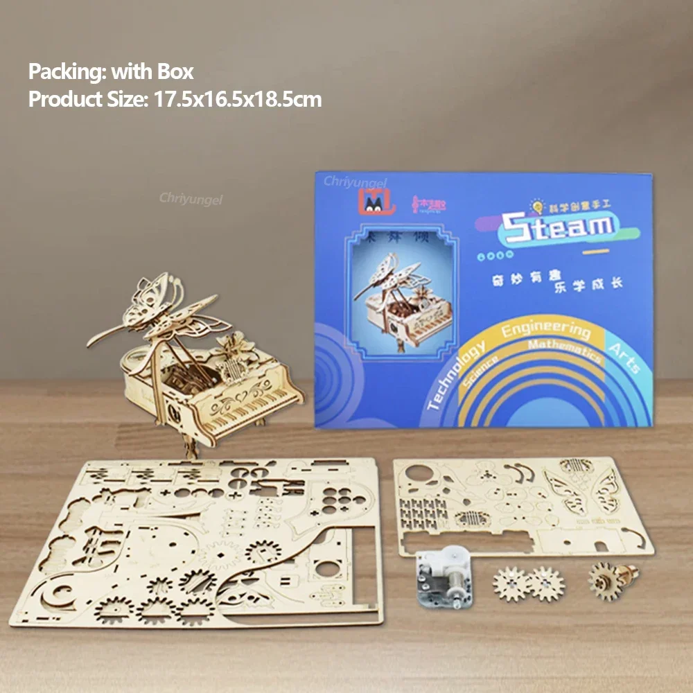 3D Holzpuzzle Spieluhr Klavier-Modellbausatz DIY Montage Musikinstrument Bausätze Heimdekoration Bastelgeschenk für Erwachsene und Jugendliche – Detail 14