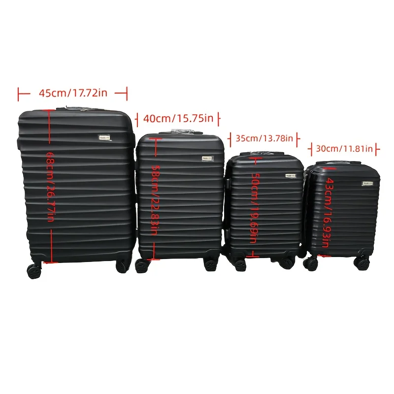 4 Piece Luggage Sets Travel Suitcase Lightweight Compact Carry-On Case Cosmetics Case Aluminum Telescopic Handle Suitcase Set