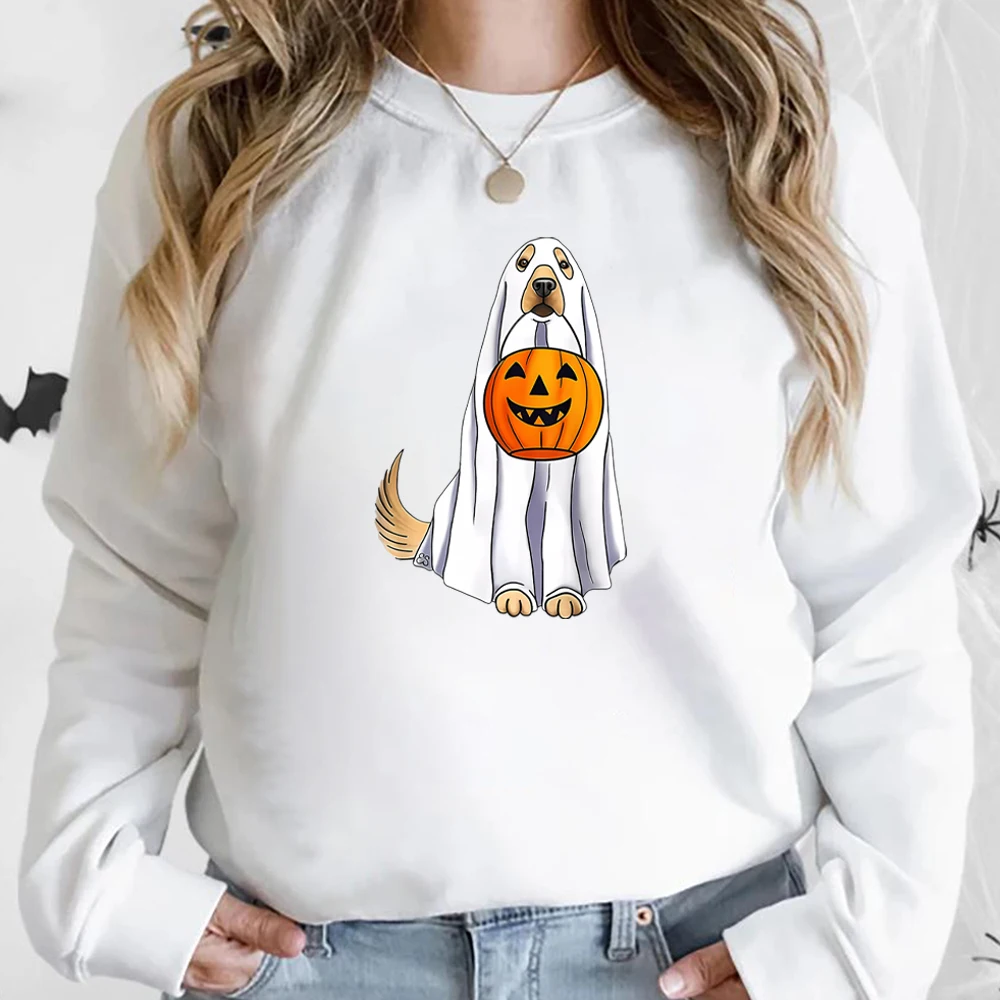 Halloween Dog Sweatshirt Funny Halloween Sweater Golden Retriever Shirt Golden Retriever Ghost Hoodie Unisex Sweatshirts