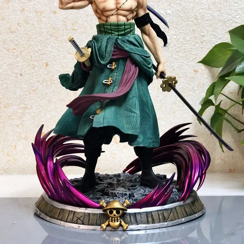 Figura de una pieza de 37cm, Roronoa Zoro Asura, modelo de Anime tallado de dos cabezas, adornos de escritorio, decoraciones, juguetes para niños, regalos de vacaciones