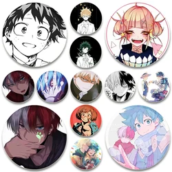 Todoroki Shoto Ochaco Uraraka Cartoon Brooches Midoriya Izuku Bakugou Katsuki Anime Badge Round DIY Creative Pin Accessorie Gift