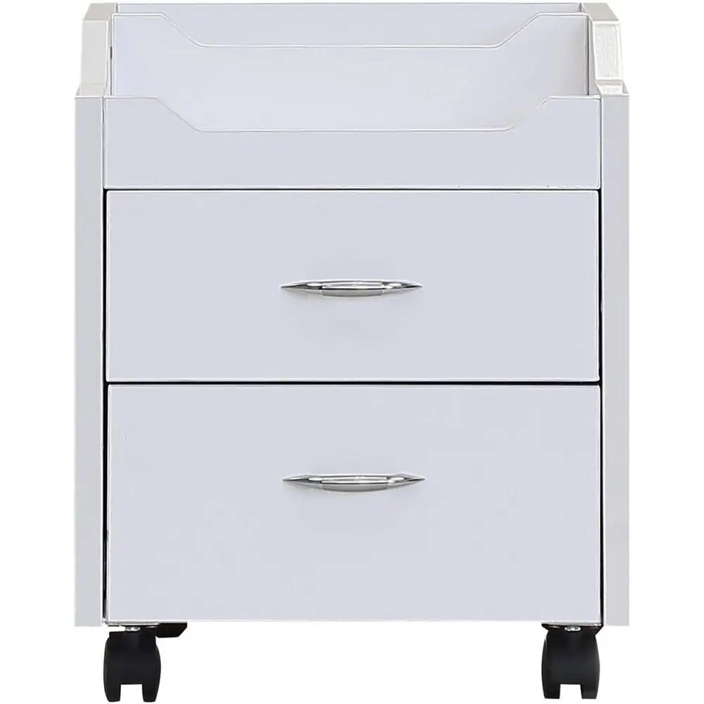 Compact Sn Trolley with 2 Utility Drawers, Locking Swivel Casters, Easy-to-Clean White Finish, Ideal for Professional Spas & Sal