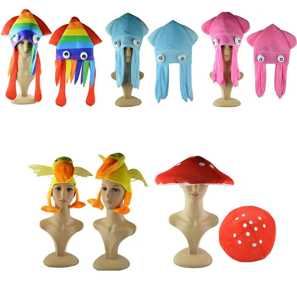 Multicolored Squid Sea Animal Halloween Costume Hat Novelty Headgear Funny Hat Octopus Hat Party Decoration