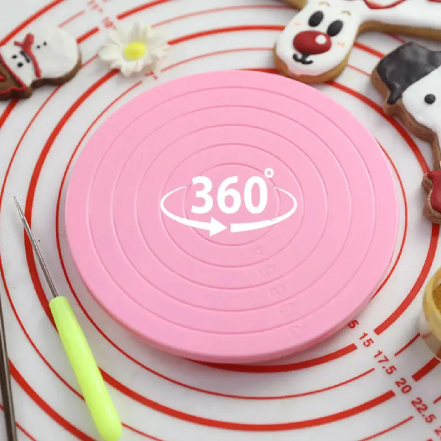 

DIY Cake Rotary Table Mini Plastic Fondant Cake Turntable Revolving Platform Round Cookie Stand Rotating Kitchen Tools