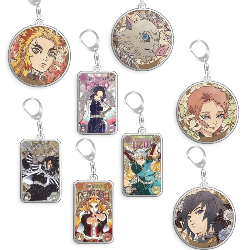 For Demon Slayer Sabito Tokito Giyuu Rengoku Kyojuro Hashibira Inosuke Acrylic Selfmade Cartoon Anime Keychain Pendant Toy Gift