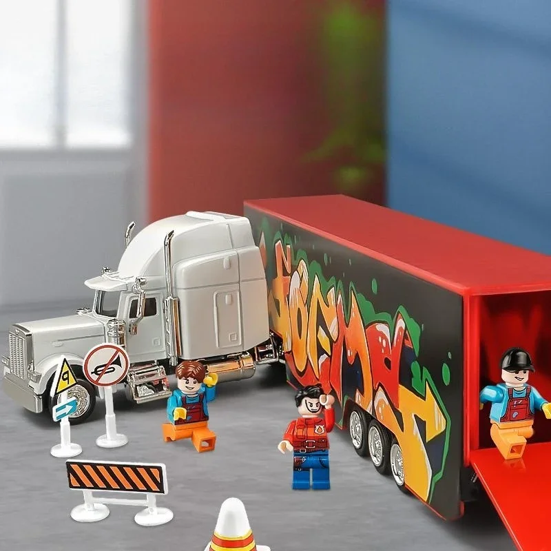 

Alloy truck, toy, children's container truck, container truck, transport vehicle