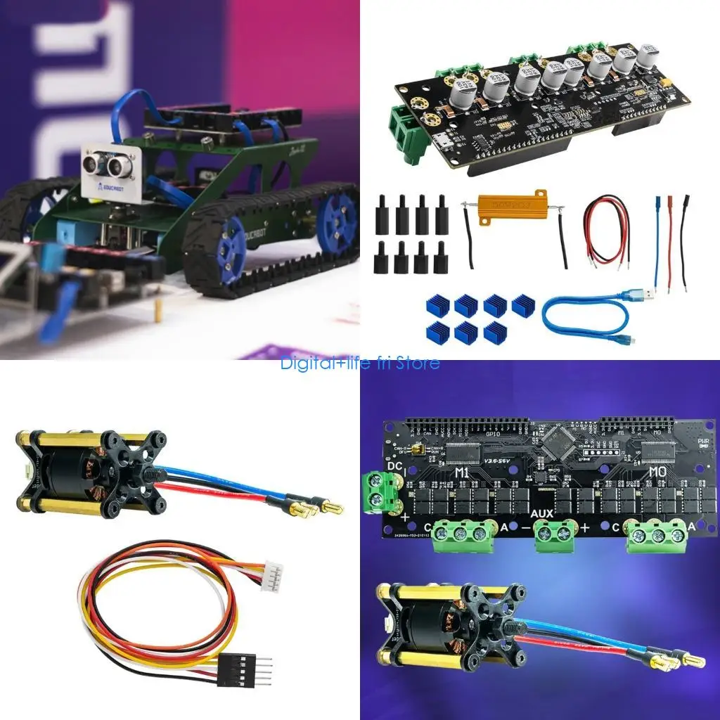 

E06D Двойной привод двигателя FOC BLDC Высокомощная оптимизированная плата управления двигателем 12-56 В 60 А Комплект модулей
