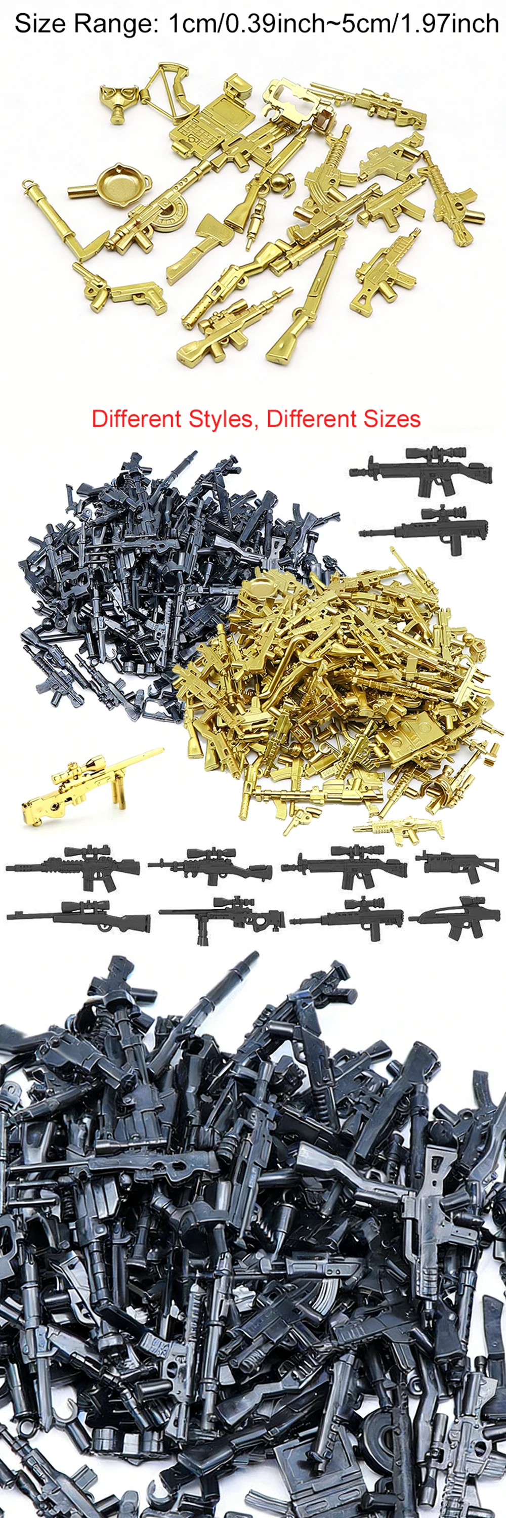 30 Teile/paket Simulation Waffen Ornamente Schwarz Gold Verfügbar Verschiedene Stile Gemischte Waffen Kreative Modelle DIY Handwerk Dekorationen ZYF – Detail 1