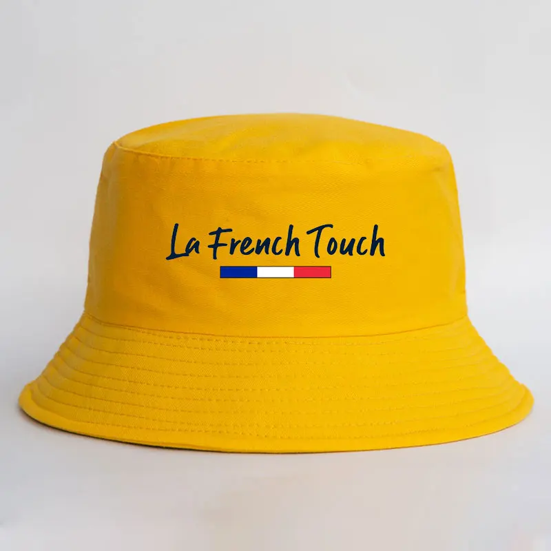 La French Touch Reversible Bucket Hat Woman Man Outdoor Sports Sun Beach Fisherman Cap Girl Boy Daily Solid Color Panama Hat Bob