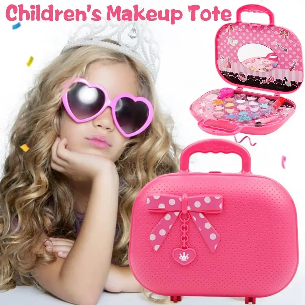 Princess Makeup Cosmetics Box Set Safe Non-toxic Lipstick Nail Polish Girl Play House Toy Birthday Christmas for Children's Gift