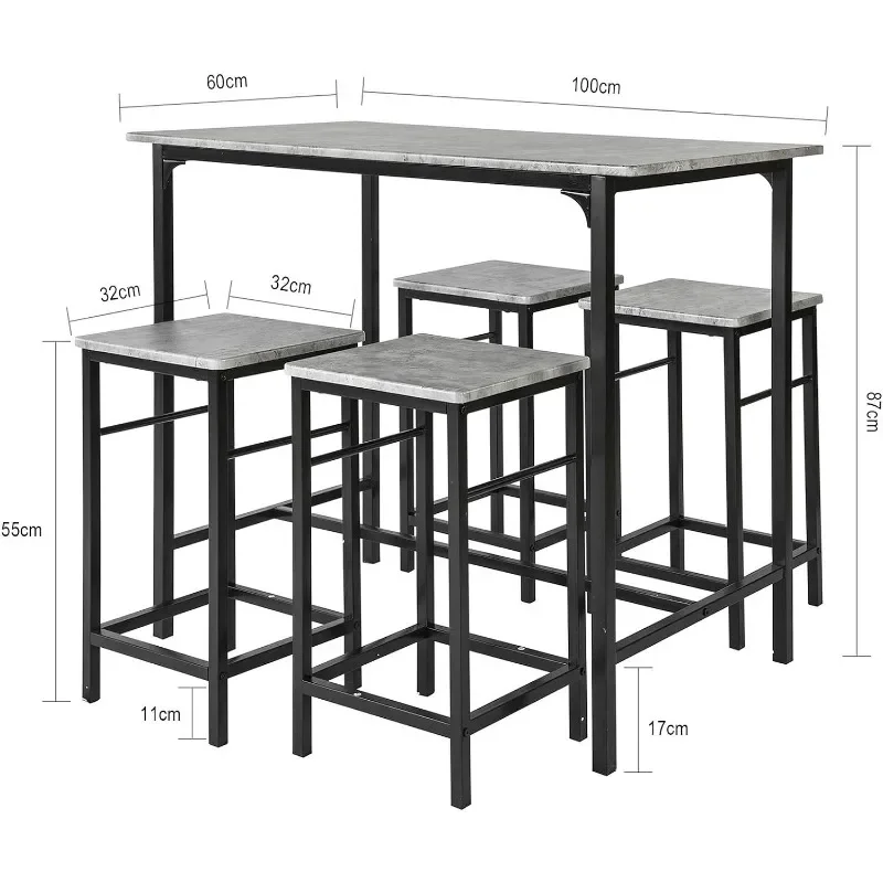 طقم طاولة طعام مع 4 مقاعد ، طاولة إفطار مطبخ منزلي ، طقم طاولة بار ، 4 ، 5