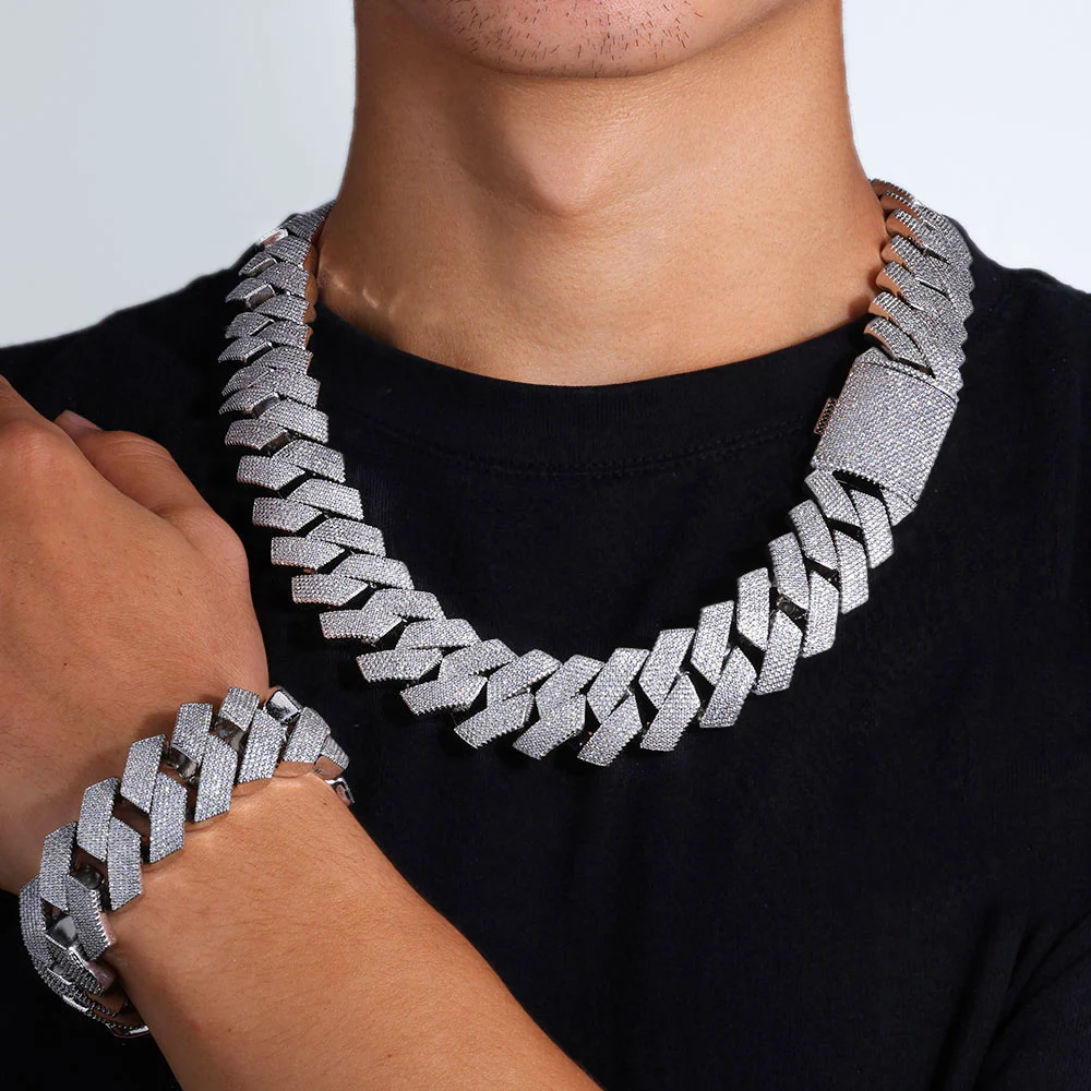 Hip Hop Jewelry High Quality 6 Rows CZ Necklace 25mm Cuban Link Chain Bling Big Heavy Iced Out Chain Necklace For Men