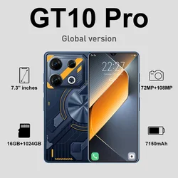 GT10 pro-teléfono inteligente versión Global, Smartphone con Snapdragon 8 Gen 3, Android 13, 16GB + 1024GB, 7150mAh, 72MP + 108MP, 7,3 pulgadas, red 4G/5G, SIM Dual