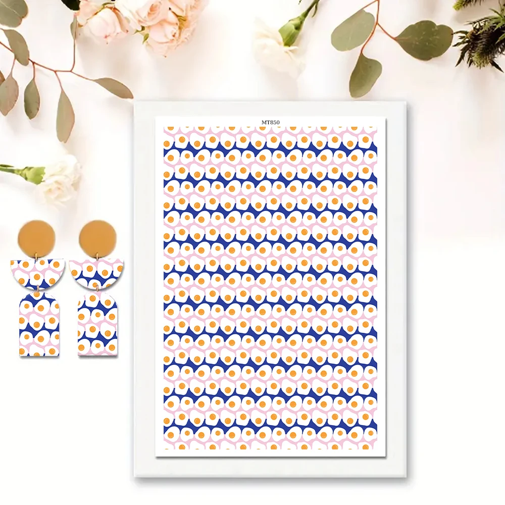 Cute Eggs Ruler Leopard Line Pattern Soft Ceramic Earrings Water Soluble Disposable Sticker for Diy Jewelry Making Decal