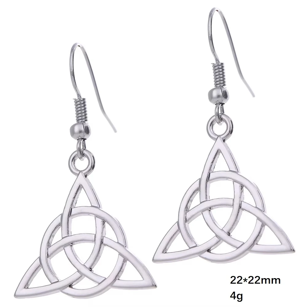 Skyrim Trinity Celtics Irish Knot Dangle Earrings Viking Triquetra Amulet Protection Jewelry Valentine's Day Gift for Women - view 5