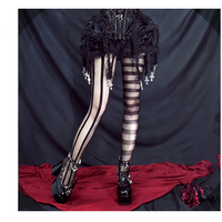 Stripe Asymmetric Tights Women's Pantyhose High Elasticity Lace Hollow Fishnet Sexy Stockings Classic Ladies Gothic Pantyhose