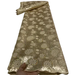 5Yard African Nigerian 2024 High Quality Guipure Embroidery Organza Tulle Lace Fabric Party Gown Dress Sequins Wedding Sewing