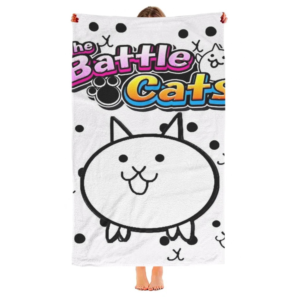 Hot Game Battle Cats Beach Towel  Poncho Bathing Towels Cover-ups Quick Dry Sand Free Yoga Spa Gym Pool