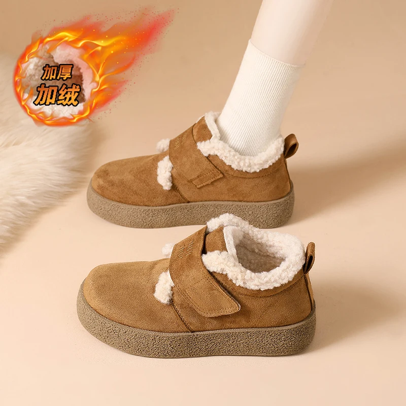 

CRLAYDK женские зимние короткие ботинки, зимние теплые ботильоны на меховой подкладке, удобная замшевая обувь, уличные прогулочные ботинки на плоской подошве