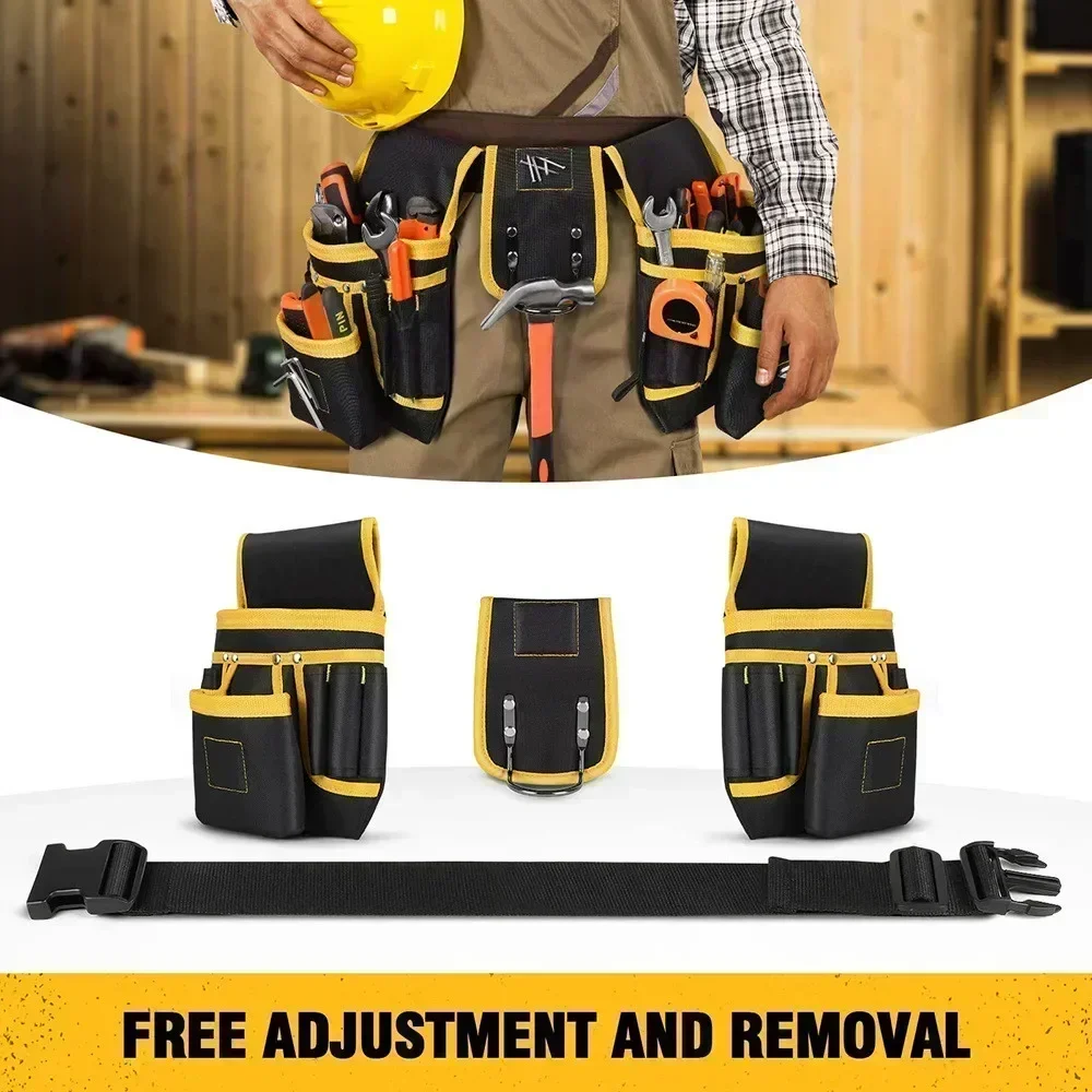 Electrician Waist Bag Carpenter Tool Bag Set with Magnetic Belt Hammer Holder Nail Suction Tool Pouch Organizer Tool Accessories