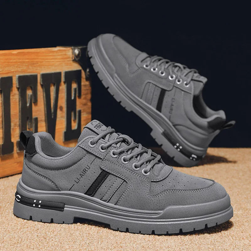 Oulylan Men's Luxury Running Shoes Breathable Skateboarding Shoes Black Thick Soled Comfortable Casual Sports Shoes Denim Boots