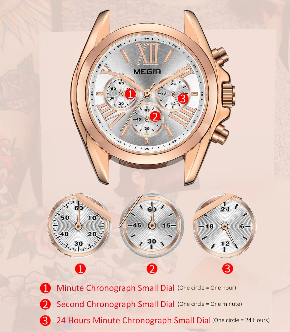 MEGIR Women Watches Top Brand Luxury Quartz Ladies Watch Bracelet Clock Reloj Mujer Fashion Dress Wrsitwatches Montre Femme